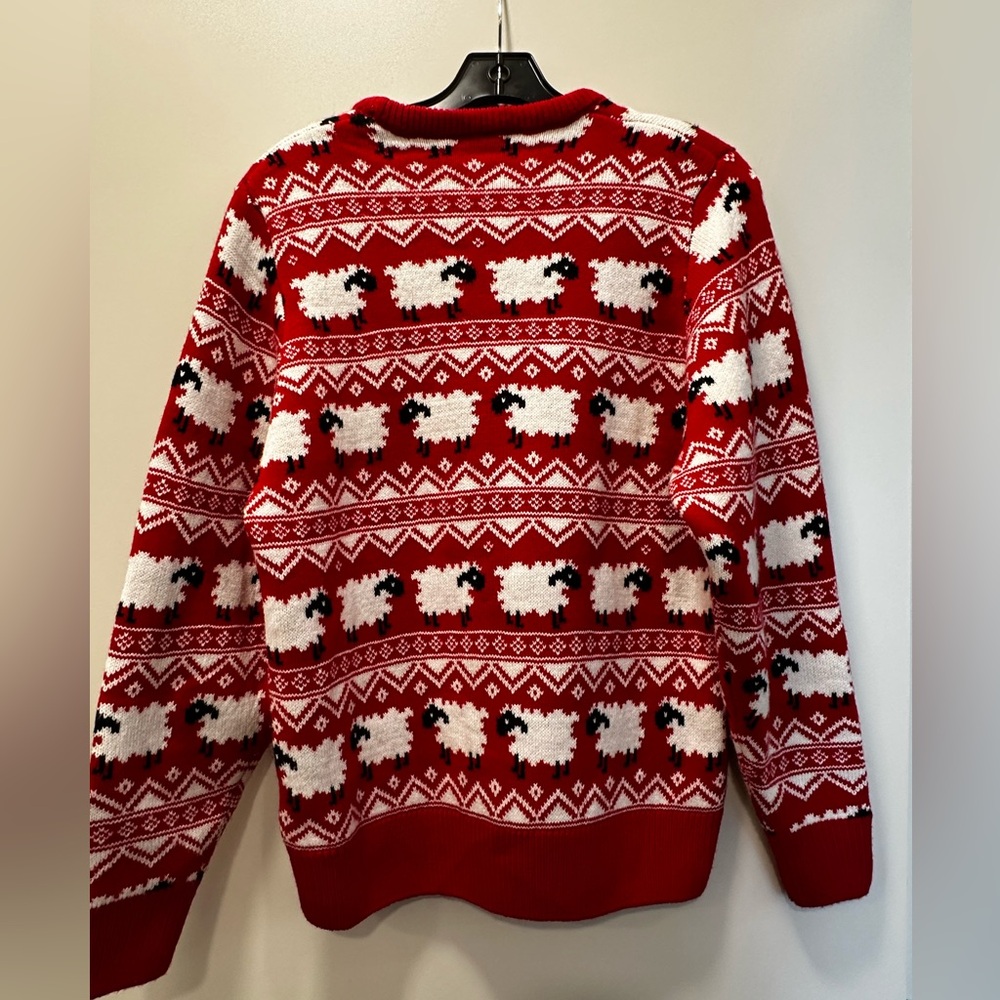 Irish Red Sheep Pattern Sweater - image 2